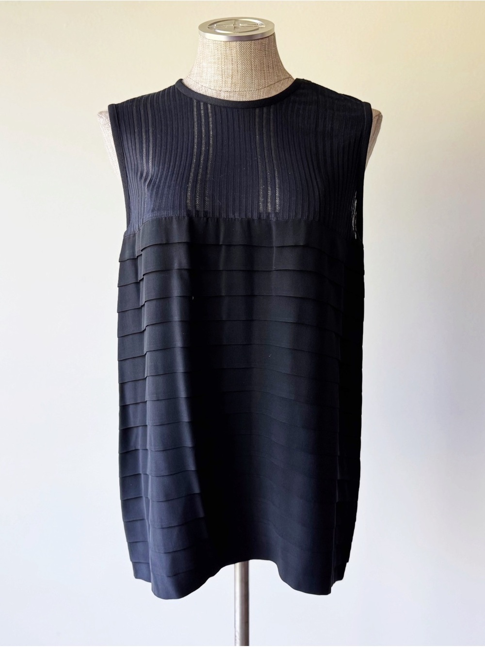 Alexander Wang Black Tank Top with Vertical and Horizontal Detail